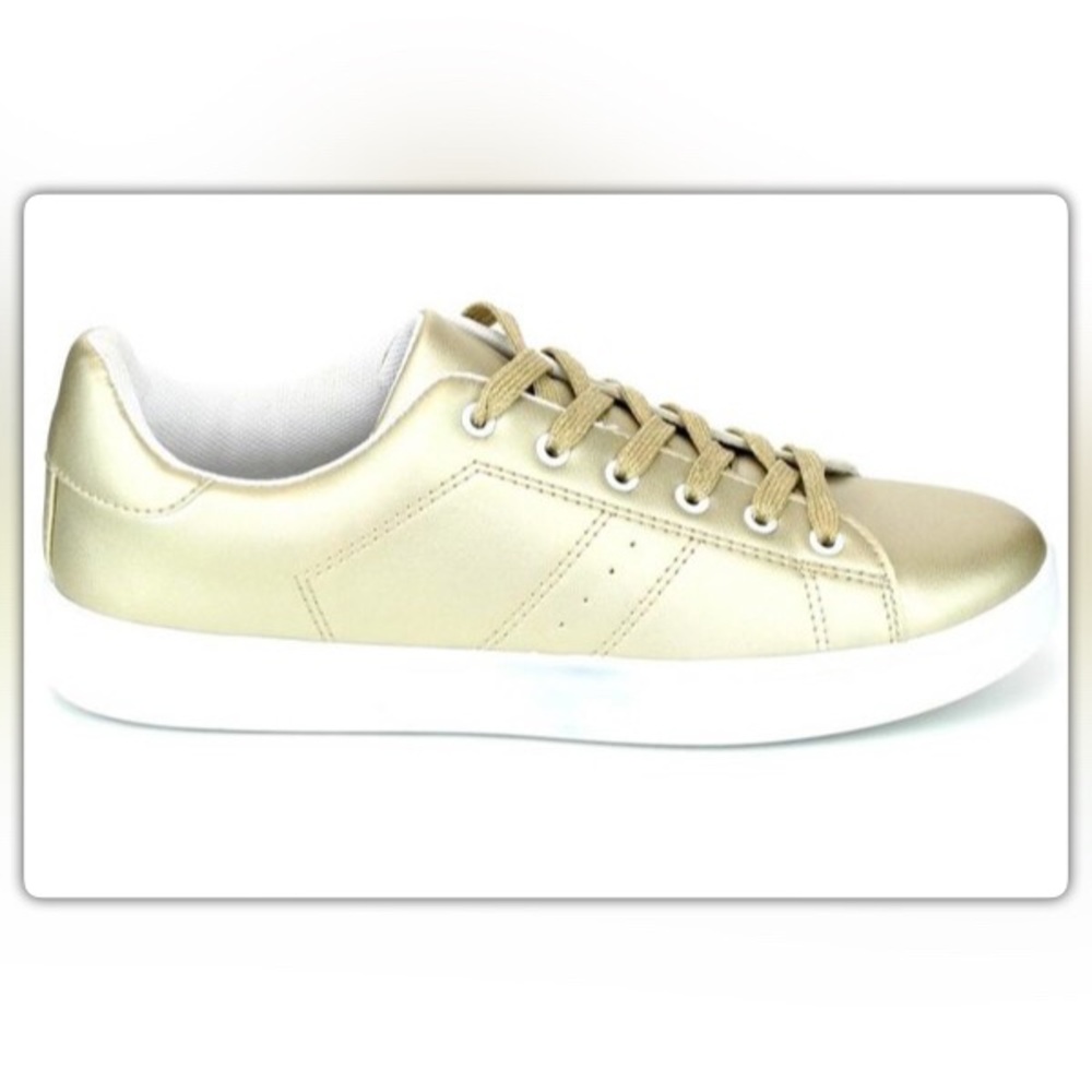 Gold Metallic Casual Cool Sneakers - Picture 2 of 2